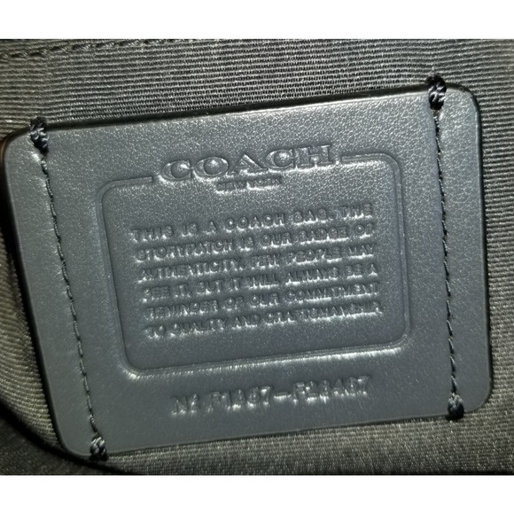 Womens Purse-COACH-'Midnight Blue' Leather 'Ava Tote' w/ Jacquard Legacy Print - Picture 9 of 9